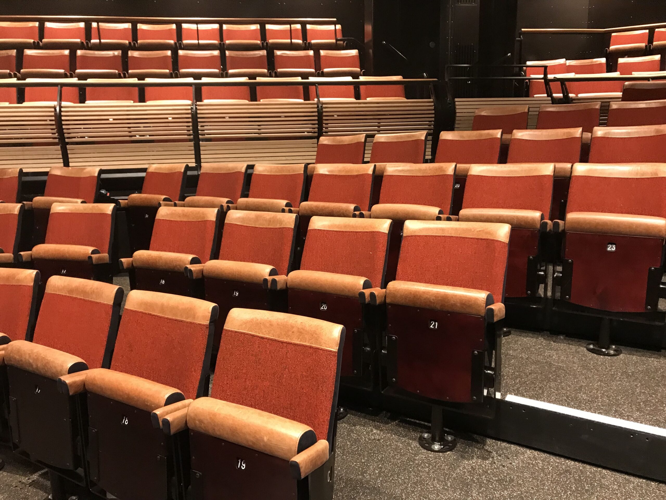 image of leather pedestal chairs at the bridge theatre in london by kirwin and simpson seating