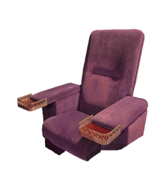 Purple Velvet Pullman Cinema Chair with custom cupholder for Regal Cinema UK